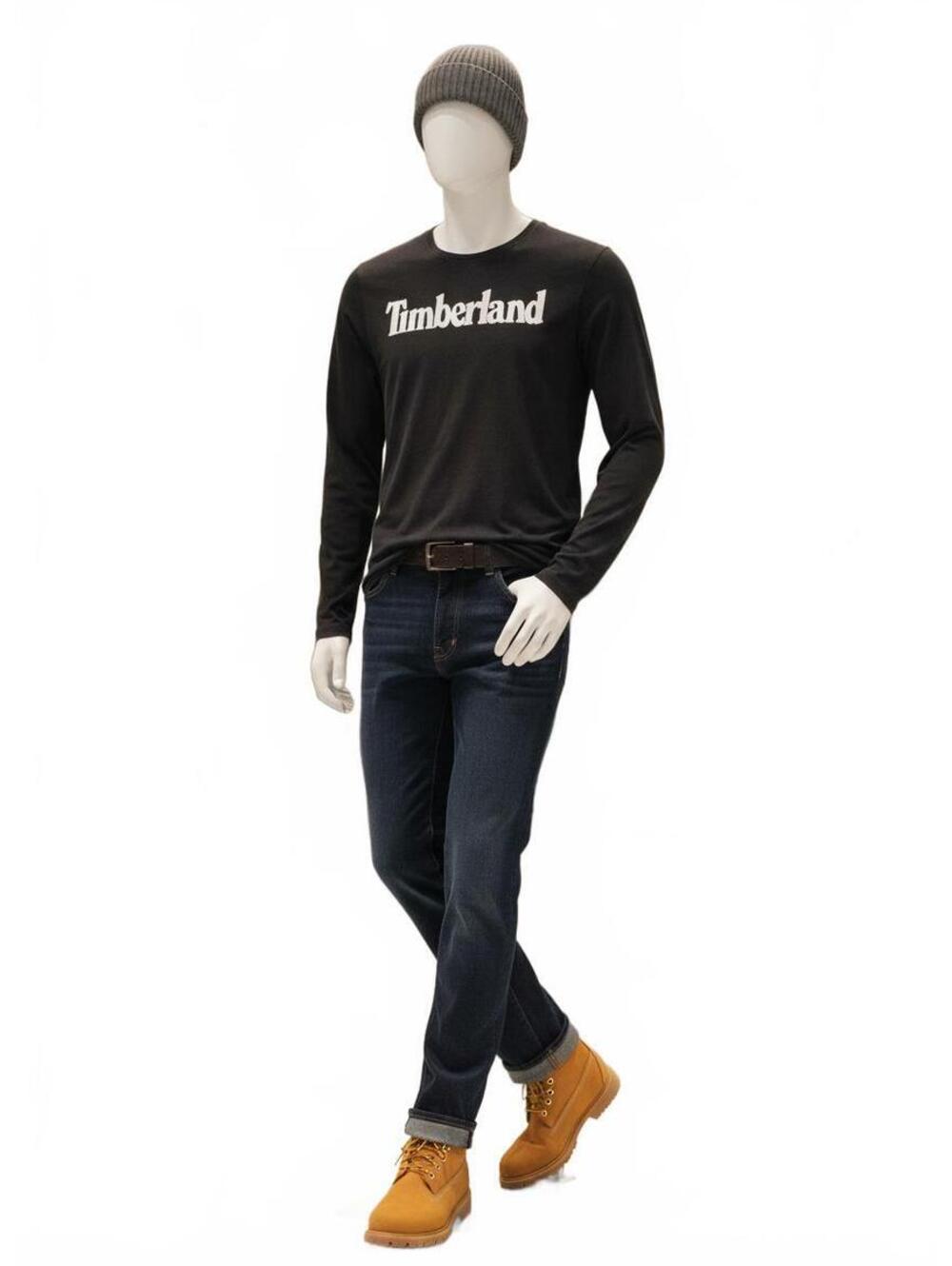 Men's Timberland Black Long Sleeve Logo T-Shirt 100% Organic Cotton Large